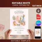 Editable Canva Clothing Swap Party Invitation, Fashion Exchange Invite (Digital Download)