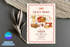 Editable Canva Craft Night Invitation, Vintage Sewing, Knitting, Crochet Party Invite (Digital Download)