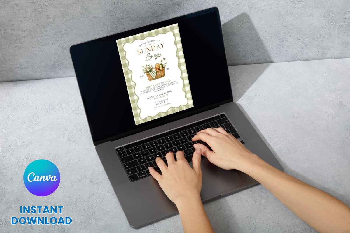 Sunday Soup Swap Invitation Template, Cozy Potluck Dinner Party (Digital Download)