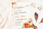 Little Pumpkin Baby Shower Invitation | Fall Autumn Theme (Digital Download)