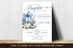 Blue Pumpkin Baby Shower Invitation, Fall Baby Boy Template (Digital Download)