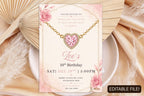 Editable Jewelry Making Birthday Invitation, Pink Heart Necklace Party Invite (Digital Download)