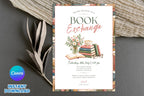 Editable Book Exchange Invitation Template, Vintage Floral Book Club Party Invite (Digital File)
