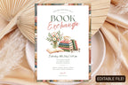 Editable Book Exchange Invitation Template, Vintage Floral Book Club Party Invite (Digital File)