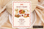 Editable Canva Craft Night Invitation, Vintage Sewing, Knitting, Crochet Party Invite (Digital Download)