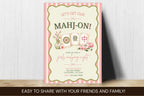 Editable Canva Mahjong Night Invitation, Pink Floral Game Party Invite (Digital Download)