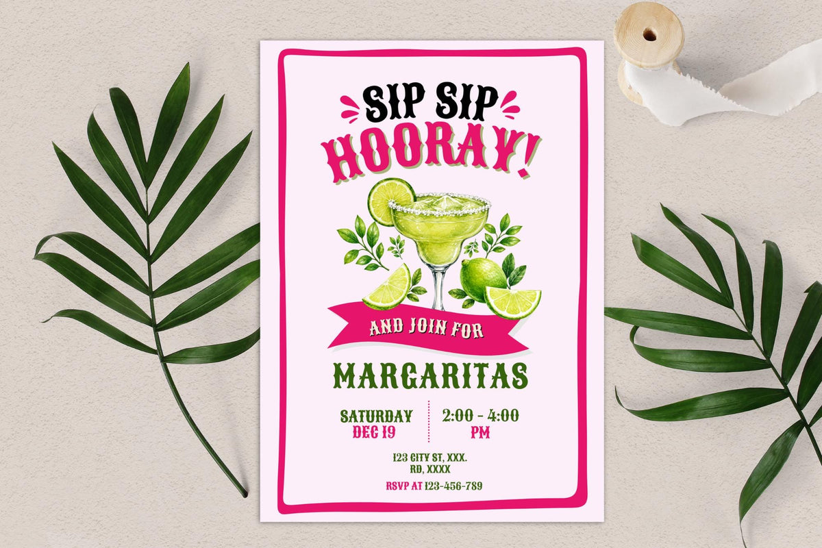 Editable Margarita Party Invitation, Pink Lime Cocktail Invite (Digital Download)
