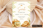Little Bun First Birthday Invitation, Editable Canva Template, Bread Theme (Digital Download)