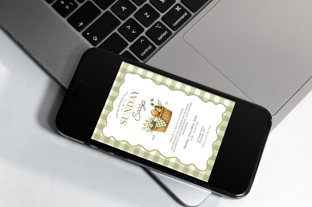 Sunday Soup Swap Invitation Template, Cozy Potluck Dinner Party (Digital Download)