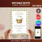Sunday Soup Swap Invitation Template, Cozy Potluck Dinner Party (Digital Download)