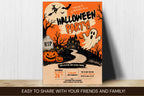 Editable Canva Halloween Party Invitation, Vintage Spooky Haunted House Design (Digital Download)
