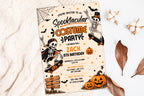 Spooktacular Costume Party Invitation, Editable Canva Halloween Birthday Invite, Skeleton Skateboard Pumpkin Party Template