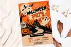 Editable Canva Halloween Party Invitation, Vintage Spooky Haunted House Design (Digital Download)