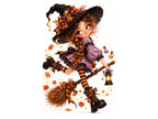 20 Whimsical Halloween Girl Clipart, Cute Halloween Clip Art PNG JPG, Witch Girl, Pumpkin, Black Cat, Fall Girl Illustrations Bundle